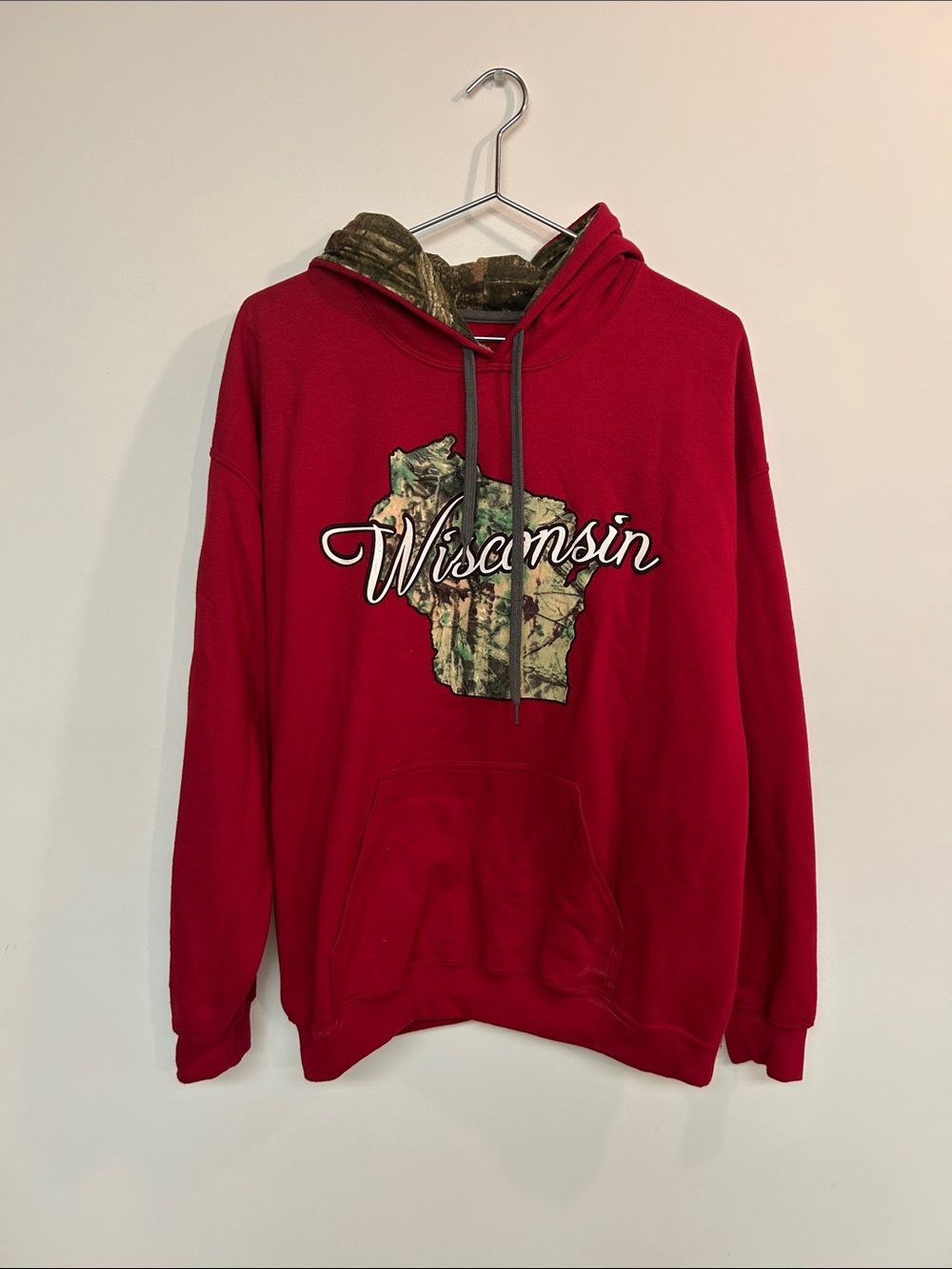 Mossy Oak Red Crewneck Hoodie with Camo Insert
